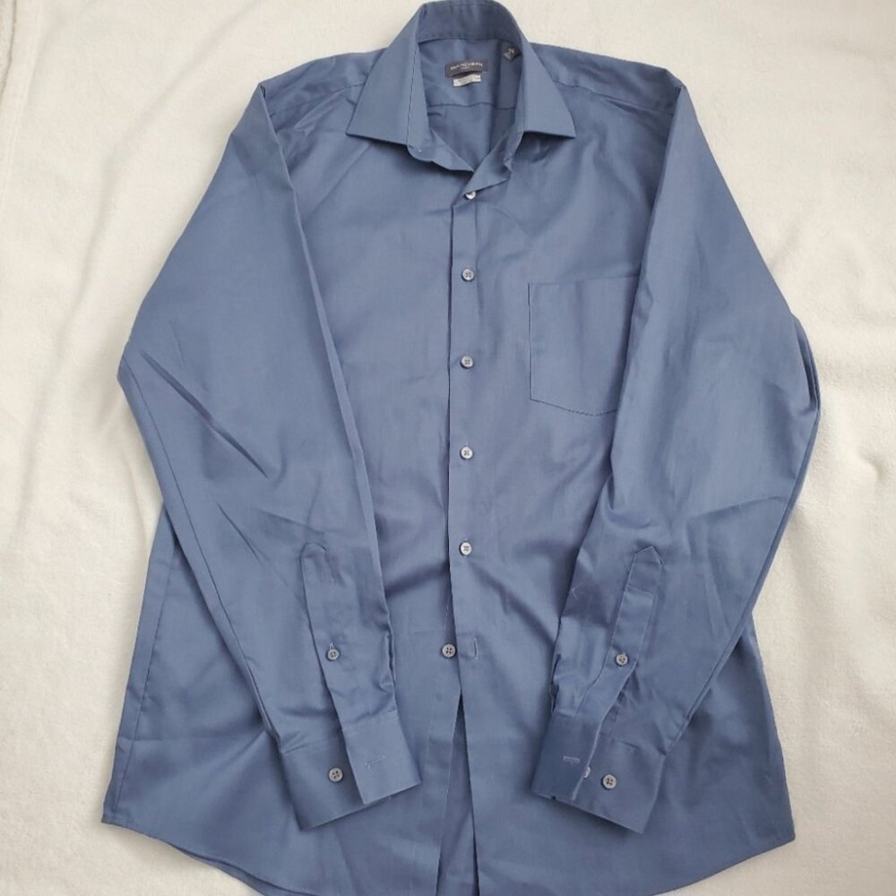 Van Heusen flex regular fit stretch Men dress shirt 15 M 34/35 teal blue NWOT